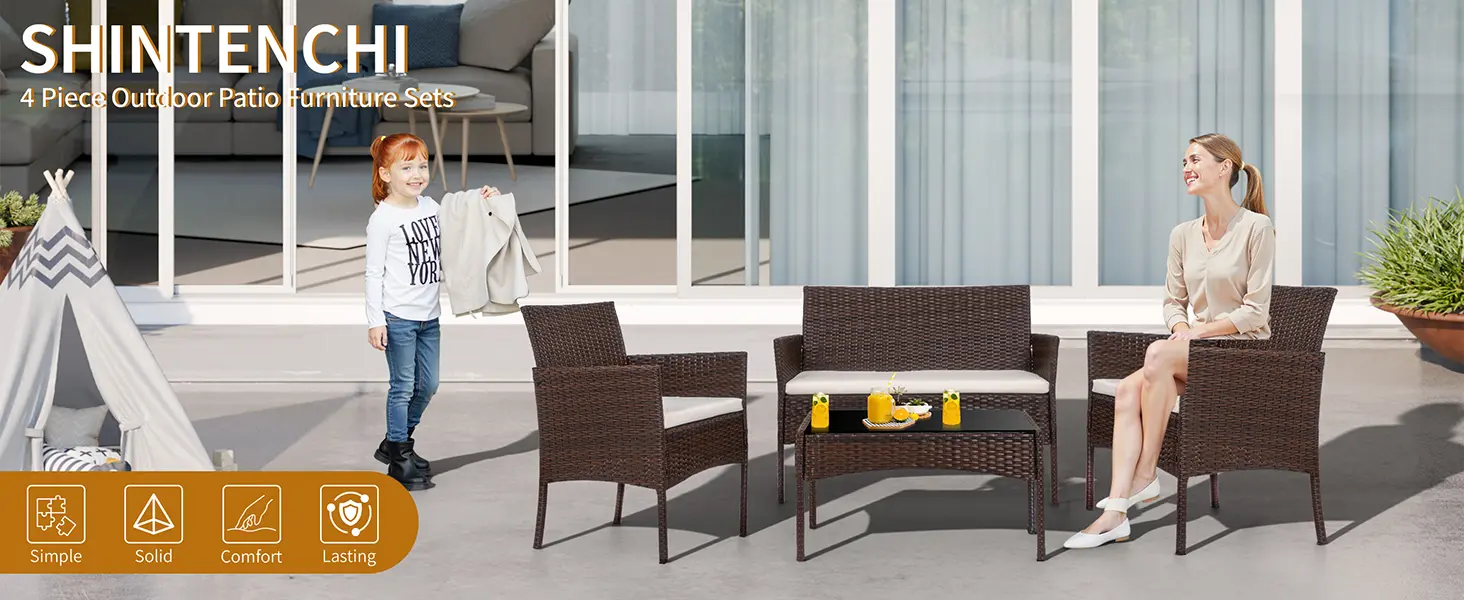 Set mobilier terasă ratan 4 piese, detaliu 1