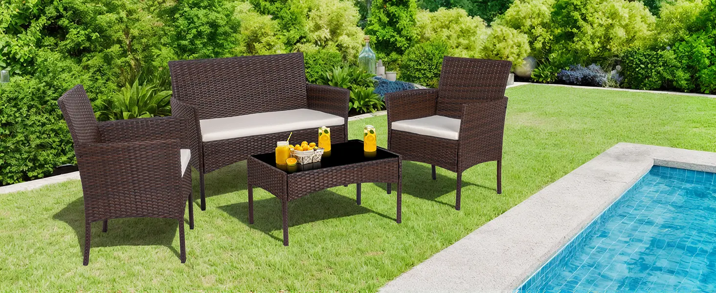 Set mobilier terasă ratan 4 piese, detaliu 3